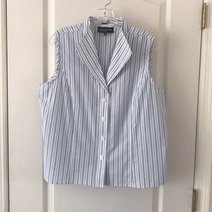Jones New York Blue Stripe Button-Down Blouse